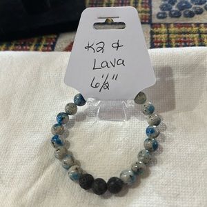 Gorgeous Hand Crafted K2 and Lava Stone Stretch Bracelet